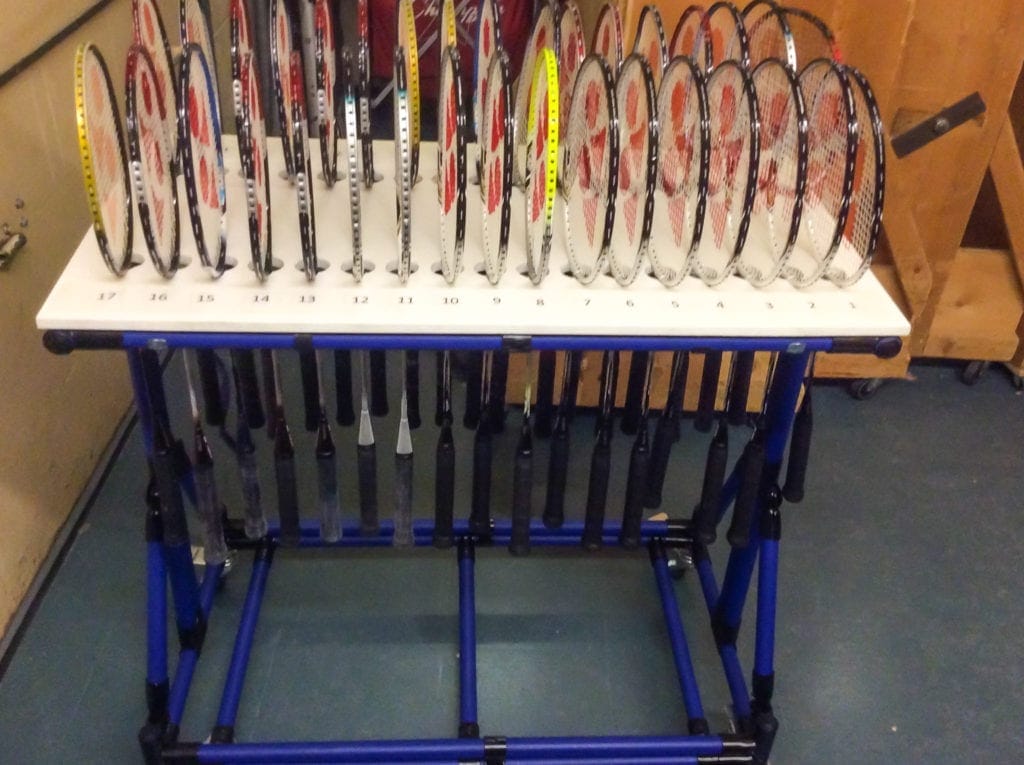 Badminton rackets rack with identification