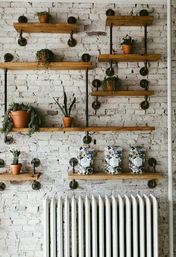 DIY pipe shelves