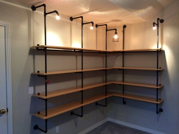 DIY pipe shelves