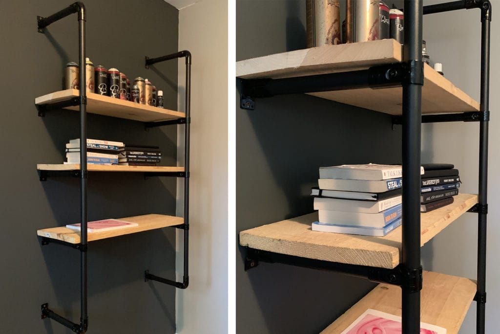 DIY Wall-mounted shelves_pipe closet ideas