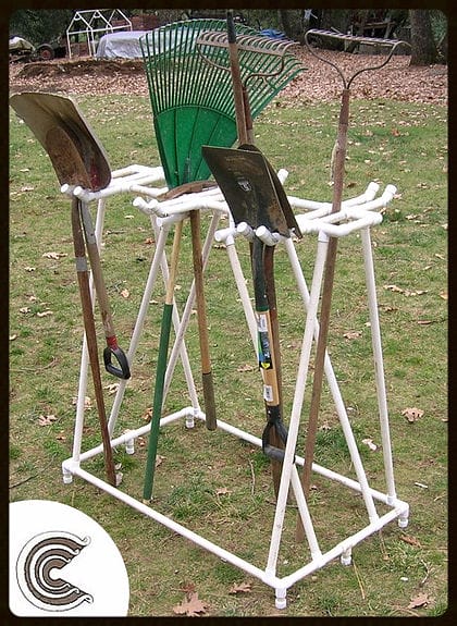 A rack for gardening tools