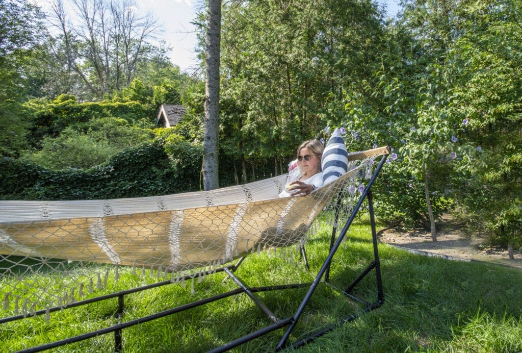 This image shows a hammock stand,