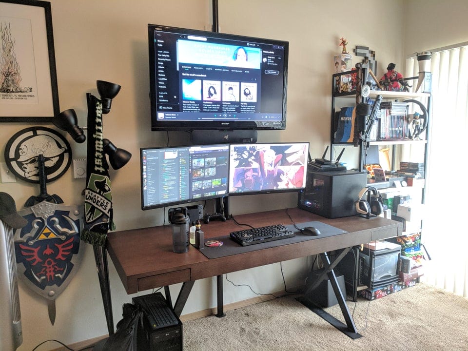 This image shows a tall gaming station.