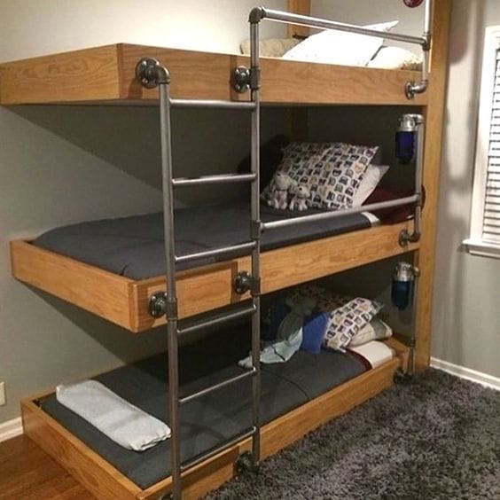 Guardrail and ladder for bunk beds