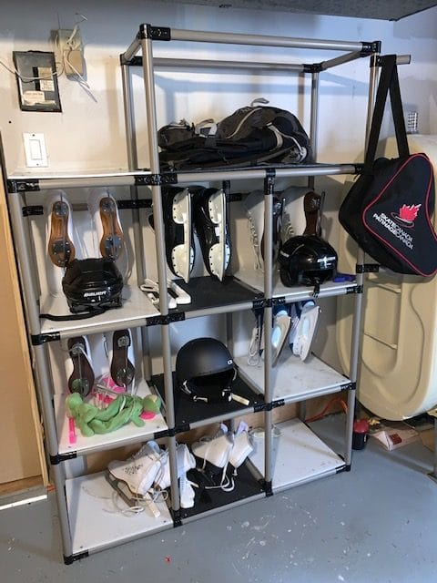DIY ice skate rack - garage shelving ideas DIY