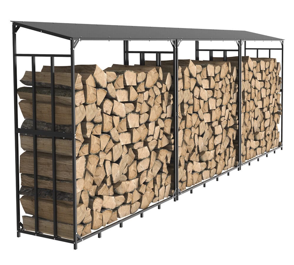 outdoor firewood rack with roof