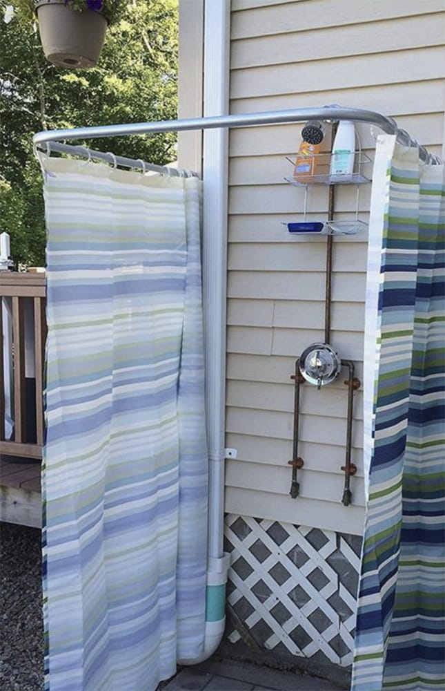 DIY camping shower curtain rod