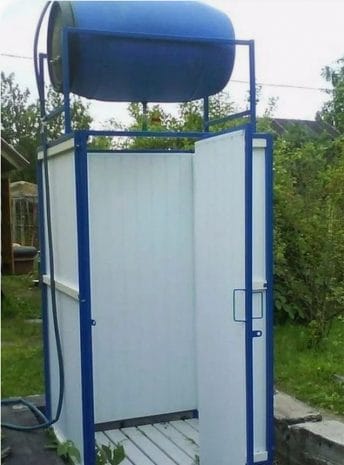 DIY outdoor shower with water tank