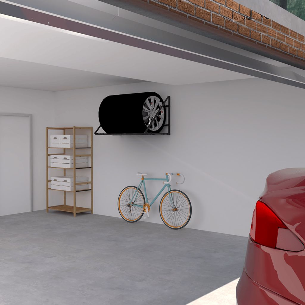 Garage organization ideas: DIY wall-mounted tire rack
