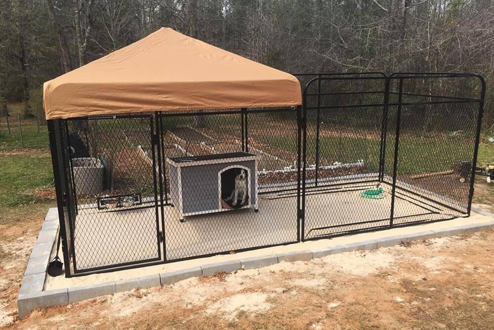 dog kennel with partial roof